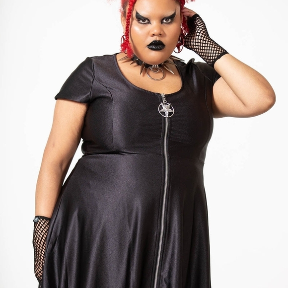 KillStar Disco Diva Black Short Sleeve Dress with Zipper- NWT- Size 4X - Picture 2 of 7